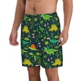 thumbnail image 1 of Uemuo Dinosaurs and Tropical Leaves and Flowers Pattern Men's Swim Trunks Hawaiian Beach Bathing Suit Swimsuits Beach Quick-Dry Shorts with Pockets-Small, 1 of 9