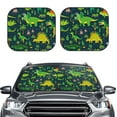 thumbnail image 1 of Uemuo Dinosaurs and Tropical Leaves and Flowers Printed 2 PCS Car Windshield Sun Shade, Auto Sun Heat and UV Rays Blocker, Foldable Automotive Front Window Sunshade Protector, 1 of 7
