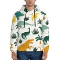 thumbnail image 1 of Uemuo Dinosaurs and Tropical Leaves Pattern Men's Hoodie - Casual Pullover Hoodie with Kangaroo Pocket, Stylish Hooded Sweatshirt for Everyday Wear-X-Large, 1 of 7