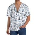thumbnail image 1 of Uemuo Dock Rudder Pattern Cotton Linen Short Sleeve Shirts,Casual Lightweight Button Down Shirts,Vacation Beach Summer Tops-4X-Large, 1 of 7