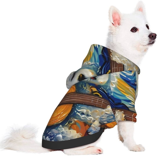 Uemuo Dog Guitar Starry Night for Winter Dog Hoodie Sweatshirts with Pockets Warm Dog Clothes for Small Dogs Chihuahua-Large