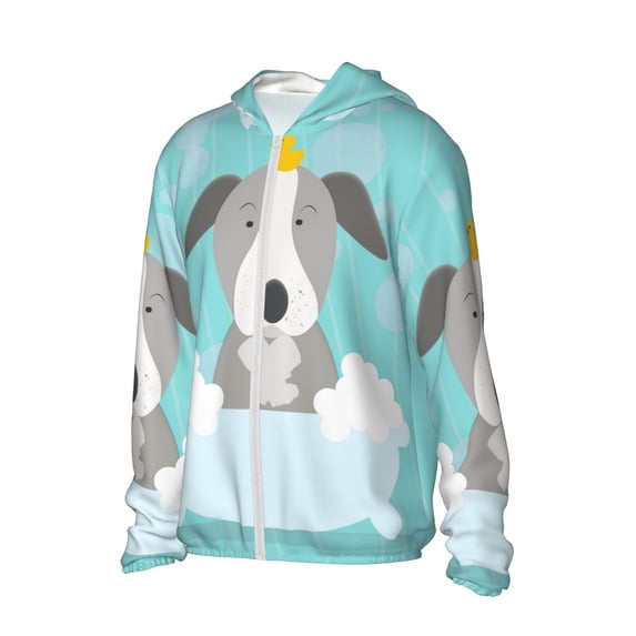 Uemuo Dog In Bathtub Pattern Women's Full Zip UPF 50+ Sun Protection Hoodie Jacket Long Sleeve Sun Shirt Hiking Outdoor Performance with Pockets-XX-Large