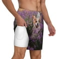 thumbnail image 1 of Uemuo Dog in Lavender Flowers Pattern Mens Swim Trunks Quick Dry Board Shorts with Mesh Lining, Stretch Beach Shorts Quick Dry No-Chafing Board Shorts-XX-Large, 1 of 9