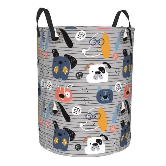 Uemuo Dog Pattern Circular Laundry Hamper Basket with handles,Collapsible laundry basket,Large capacity laundry hamper,Laundry Organizer-