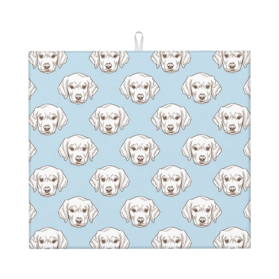 Uemuo Dog Pattern Dish Drying Mat,16*18 inch Absorbent Dish Drainer Kitchen Counter,Large Size Dish Drying Pad for Countertops,Sinks,Draining Racks