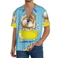 thumbnail image 1 of Uemuo Dog Takes a Bath in the Bathtub Pattern Cotton Linen Short Sleeve Shirts,Casual Lightweight Button Down Shirts,Vacation Beach Summer Tops-Medium, 1 of 7