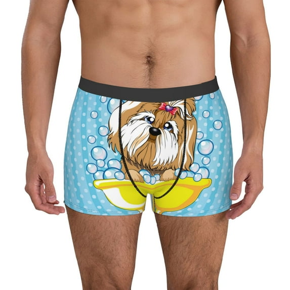 Uemuo Dog Takes a Bath in the Bathtub Pattern Men's Boxer Briefs,Trunk Anti-Chafing,Comfortable, Durable, and Stylish Underwear-Small