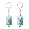 thumbnail image 1 of Uemuo Dog Wrapped in Towel Pattern Rectangular Metal Keychain - Durable, Stylish, and Personalized Key Ring for Men and Women,Engraved Keychain,Gift Slim Sturdy Keychain, 1 of 7