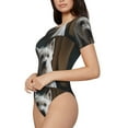 thumbnail image 1 of Uemuo Dog Wrapped in Towel 1 Pattern Women's One Piece Short Sleeve Swimsuit Rash Guard Surfing Modest Quick-drying Swimsuit Beach Essentials-Small, 1 of 9
