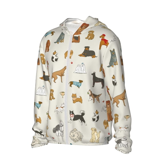 Uemuo Dogs Funny Pets Pattern Women's Full Zip UPF 50+ Sun Protection Hoodie Jacket Long Sleeve Sun Shirt Hiking Outdoor Performance with Pockets-XX-Large