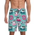 thumbnail image 1 of Uemuo Dogs With Swimming Pattern Men's Short Pajama Pants – Soft & Breathable Lounge Shorts, Elastic Waistband with Pockets, Lightweight Sleepwear for All-Season Comfort-Large, 1 of 6