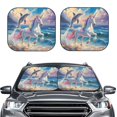 thumbnail image 1 of Uemuo Dolphin Rainbow Horse Printed 2 PCS Car Windshield Sun Shade, Auto Sun Heat and UV Rays Blocker, Foldable Automotive Front Window Sunshade Protector, 1 of 7