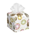 thumbnail image 1 of Uemuo Donut Sloth Tissue Box Cover Holder, Square with Bottom Belt - PVC Leather Decorative Organizer for Tabletop, Bathroom, Car, Office, 1 of 8