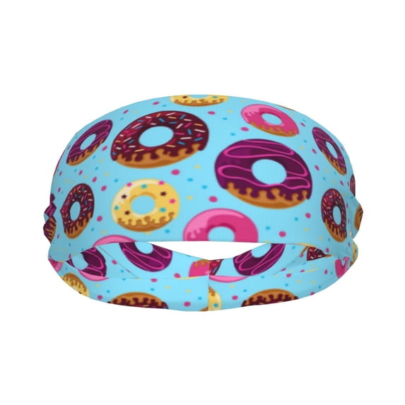 Uemuo Donuts Printed Sports Headbands for Men Women,Moisture Wicking Workout Headband, Sweatband Headbands,Non-slip Workout Gym Yoga Headband