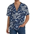 thumbnail image 1 of Uemuo Dragon Pattern Cotton Linen Short Sleeve Shirts,Casual Lightweight Button Down Shirts,Vacation Beach Summer Tops-4X-Large, 1 of 7