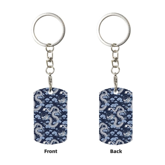 Uemuo Dragon Pattern Rectangular Metal Keychain - Durable, Stylish, and Personalized Key Ring for Men and Women,Engraved Keychain,Gift Slim Sturdy Keychain