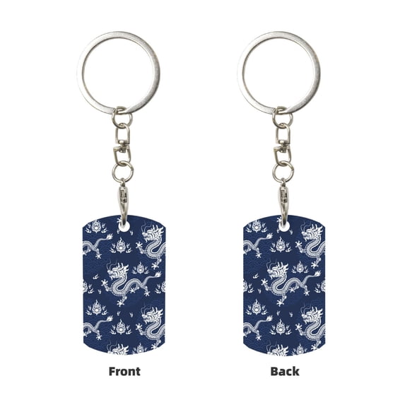 Uemuo Dragon Pattern Rectangular Metal Keychain - Durable, Stylish, and Personalized Key Ring for Men and Women,Engraved Keychain,Gift Slim Sturdy Keychain