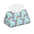 thumbnail image 1 of Uemuo Dragonfly Floral Pattern Tissue Box Cover Holder, Triangle with Bottom Belt - PVC Leather Decorative Organizer for Tabletop, Bathroom, Car, Office, 1 of 9