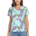 thumbnail image 1 of Uemuo Dragonfly Floral Printed Women's Classic V-Neck T-Shirt - Soft, Breathable, Moisture-Wicking, Perfect for Casual, Office, Travel, and Everyday Wear-3X-Large, 1 of 5