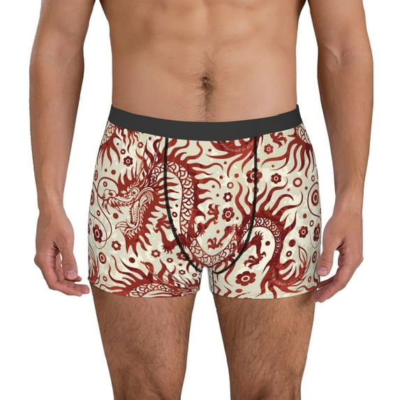 Uemuo Dragons1 Pattern Men's Boxer Briefs,Trunk Anti-Chafing,Comfortable, Durable, and Stylish Underwear-Large