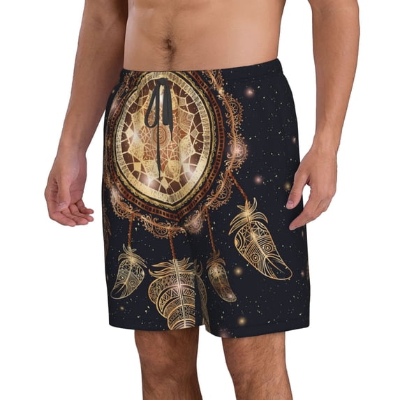 Uemuo Dreamcatcher With Mandala Pattern Men's Swim Trunks Hawaiian Beach Bathing Suit Swimsuits Beach Quick-Dry Shorts with Pockets-3X-Large