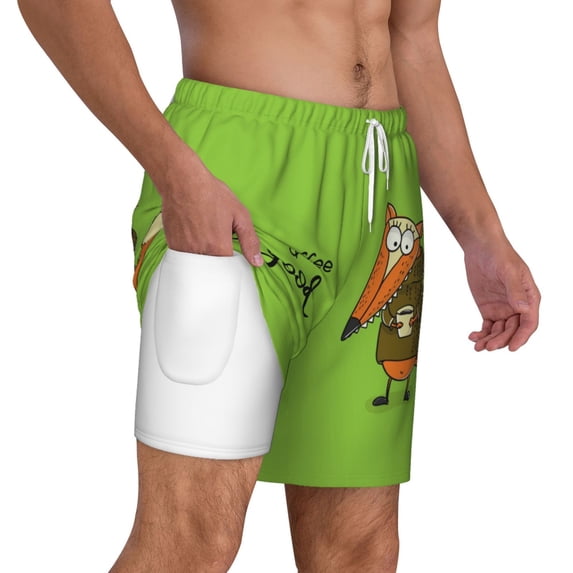 Uemuo Drink Coffee And Do Good Pattern Mens Swim Trunks Quick Dry Board Shorts with Mesh Lining, Stretch Beach Shorts Quick Dry No-Chafing Board Shorts-Large