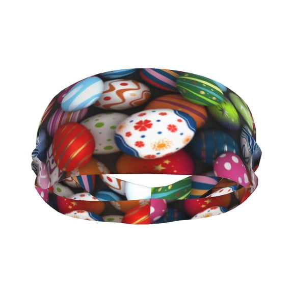 Uemuo Easter Egg Printed Sports Headbands for Men Women,Moisture Wicking Workout Headband, Sweatband Headbands,Non-slip Workout Gym Yoga Headband