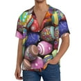 thumbnail image 1 of Uemuo Easter Eggs1 Pattern Cotton Linen Short Sleeve Shirts,Casual Lightweight Button Down Shirts,Vacation Beach Summer Tops-X-Large, 1 of 7