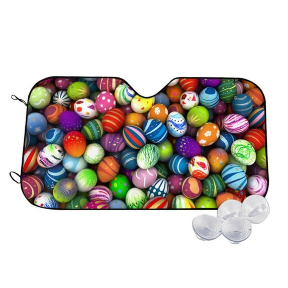 Uemuo Easter Eggs2 Pattern Accordion Car Windshield Sun Shade, Foldable Reflective Sun Visor for Car, Reflector Windshield Sunshade-