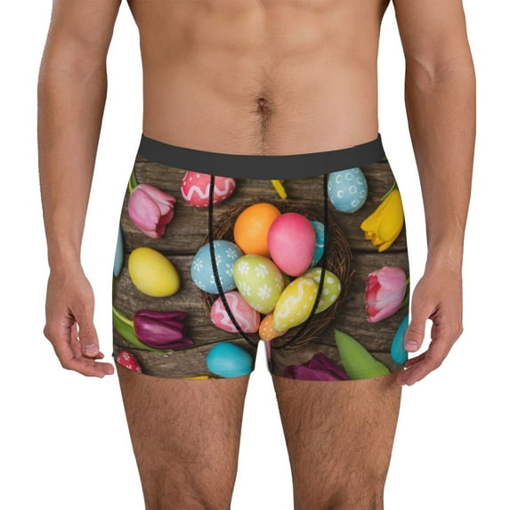 Uemuo Easter eggs Pattern Men's Boxer Briefs,Trunk Anti-Chafing,Comfortable, Durable, and Stylish Underwear-X-Large