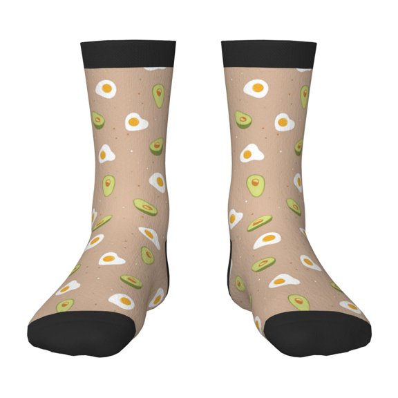 Uemuo Egg and Avocado Printed Kids Boys Socks Seamless Crew Socks Crazy Funny Athletic Sport Socks for Children