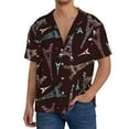 thumbnail image 1 of Uemuo Eiffel Tower Pattern Cotton Linen Short Sleeve Shirts,Casual Lightweight Button Down Shirts,Vacation Beach Summer Tops-3X-Large, 1 of 7