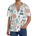 thumbnail image 1 of Uemuo Eiffel Tower Pattern Cotton Linen Short Sleeve Shirts,Casual Lightweight Button Down Shirts,Vacation Beach Summer Tops-XX-Large, 1 of 7