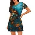 thumbnail image 1 of Uemuo Elegant Butterfly And Flowers Pattern Women’s Nightdress – Casual Sleep Shirt, Soft Relaxed Fit Short-Sleeved Cotton Sleepwear for Home, Bedtime, and Lounging, 1 of 6