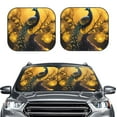 thumbnail image 1 of Uemuo Elegant Gold Leaf Peacock Printed 2 PCS Car Windshield Sun Shade, Auto Sun Heat and UV Rays Blocker, Foldable Automotive Front Window Sunshade Protector, 1 of 7