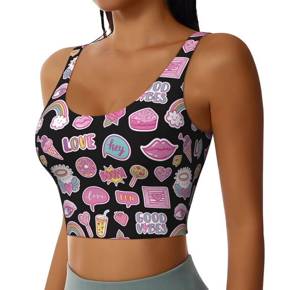 Uemuo Elements Pattern Women's Sports Bra - High Impact Support, Breathable, and Comfortable Athletic Bra for Running, Yoga, and Workouts