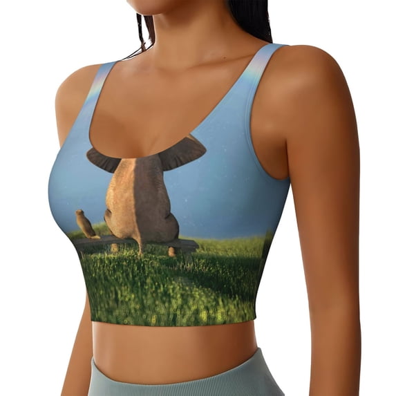Uemuo Elephant Dog Pattern Women's Sports Bra - High Impact Support, Breathable, and Comfortable Athletic Bra for Running, Yoga, and Workouts