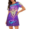 thumbnail image 1 of Uemuo Elephant in Tribal Style Pattern Women’s Nightdress – Casual Sleep Shirt, Soft Relaxed Fit Short-Sleeved Cotton Sleepwear for Home, Bedtime, and Lounging, 1 of 6