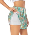 thumbnail image 1 of Uemuo Elephant and Flowers Pattern Women's Athletic Shorts High Waisted Running Shorts with Liner Pockets Gym Elastic Workout Shorts-Medium, 1 of 9