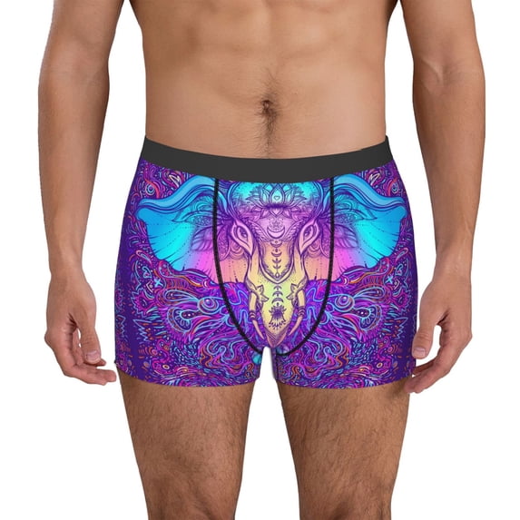 Uemuo Elephant in Tribal Style Pattern Men's Boxer Briefs,Trunk Anti-Chafing,Comfortable, Durable, and Stylish Underwear-X-Large