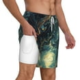 thumbnail image 1 of Uemuo Enchanted Forest Skull Path Pattern Mens Swim Trunks Quick Dry Board Shorts with Mesh Lining, Stretch Beach Shorts Quick Dry No-Chafing Board Shorts-Small, 1 of 9