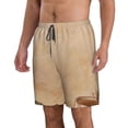 thumbnail image 1 of Uemuo Engraved Coffee On Kraft Paper Pattern Men's Swim Trunks Hawaiian Beach Bathing Suit Swimsuits Beach Quick-Dry Shorts with Pockets-3X-Large, 1 of 9