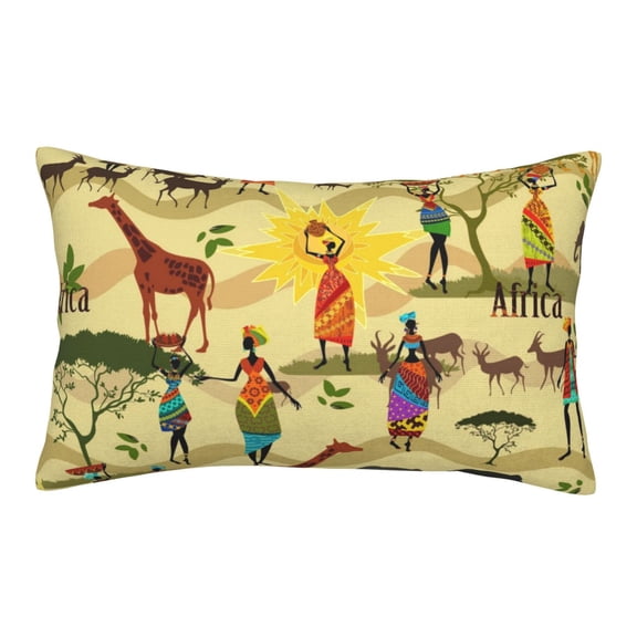 Uemuo Ethnic African Print Throw Pillow Case – Cozy & Soft Cushion Cover, Hypoallergenic Pillow Case for Sleeping, Perfect for Women with Envelope Closure-16"x24"