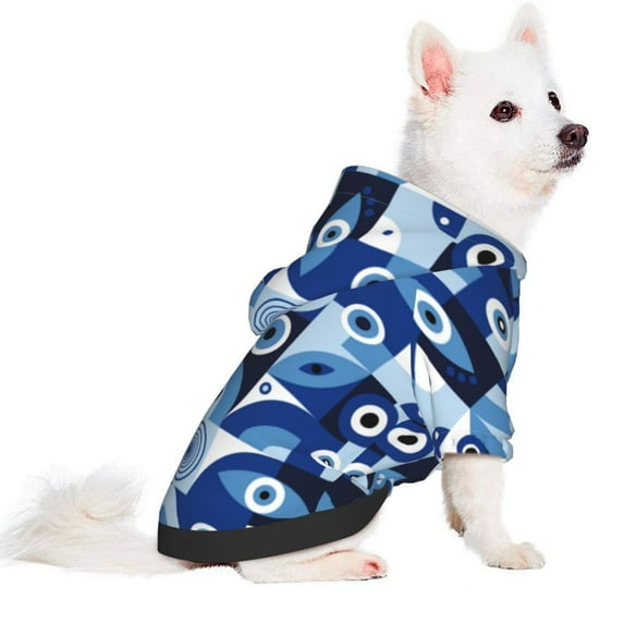 Uemuo Evil Eye for Winter Dog Hoodie Sweatshirts with Pockets Warm Dog Clothes for Small Dogs Chihuahua-Small