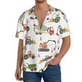 thumbnail image 1 of Uemuo Excavator Pattern Cotton Linen Short Sleeve Shirts,Casual Lightweight Button Down Shirts,Vacation Beach Summer Tops-3X-Large, 1 of 7