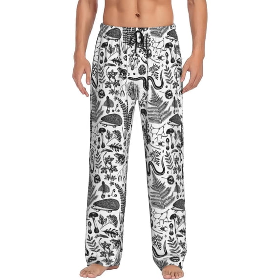 Uemuo Fall Forest Pattern Men's Wide Leg Palazzo Lounge Pants with Pockets Light Weight Loose Comfy Casual Pajama Pants-Large
