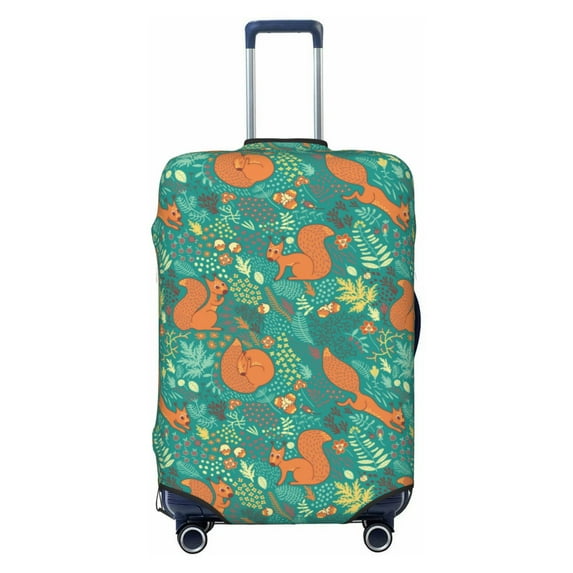 Uemuo Fall Forest Squirrel Printed Washable Luggage Cover - Fashion Suitcase Protector Fits 18-32 Inch Luggage -Small