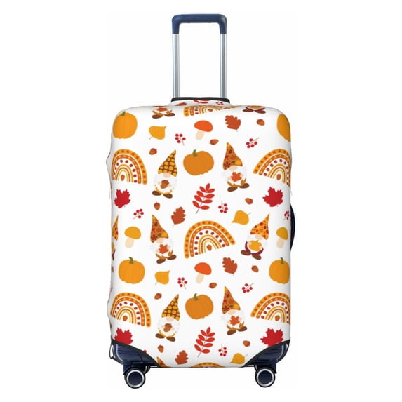 Uemuo Fall Gnomes Harvest Printed Washable Luggage Cover - Fashion Suitcase Protector Fits 18-32 Inch Luggage -Small