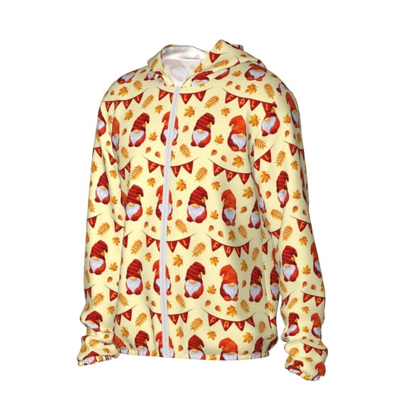 Uemuo Fall Gnomes Pattern Women's Full Zip UPF 50+ Sun Protection Hoodie Jacket Long Sleeve Sun Shirt Hiking Outdoor Performance with Pockets-Small