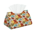 thumbnail image 1 of Uemuo Fall Maple Leaves Pattern Tissue Box Cover Holder, Triangle with Bottom Belt - PVC Leather Decorative Organizer for Tabletop, Bathroom, Car, Office, 1 of 9